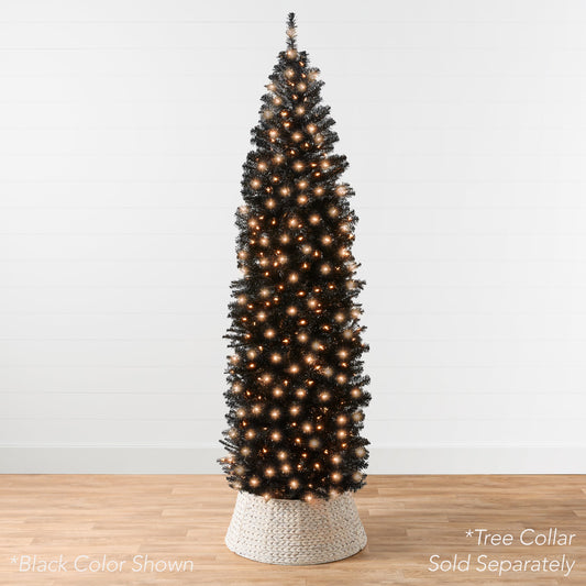 Pre-Lit Pink Artificial Pencil Holiday Tree w/ Warm White Lights Stand