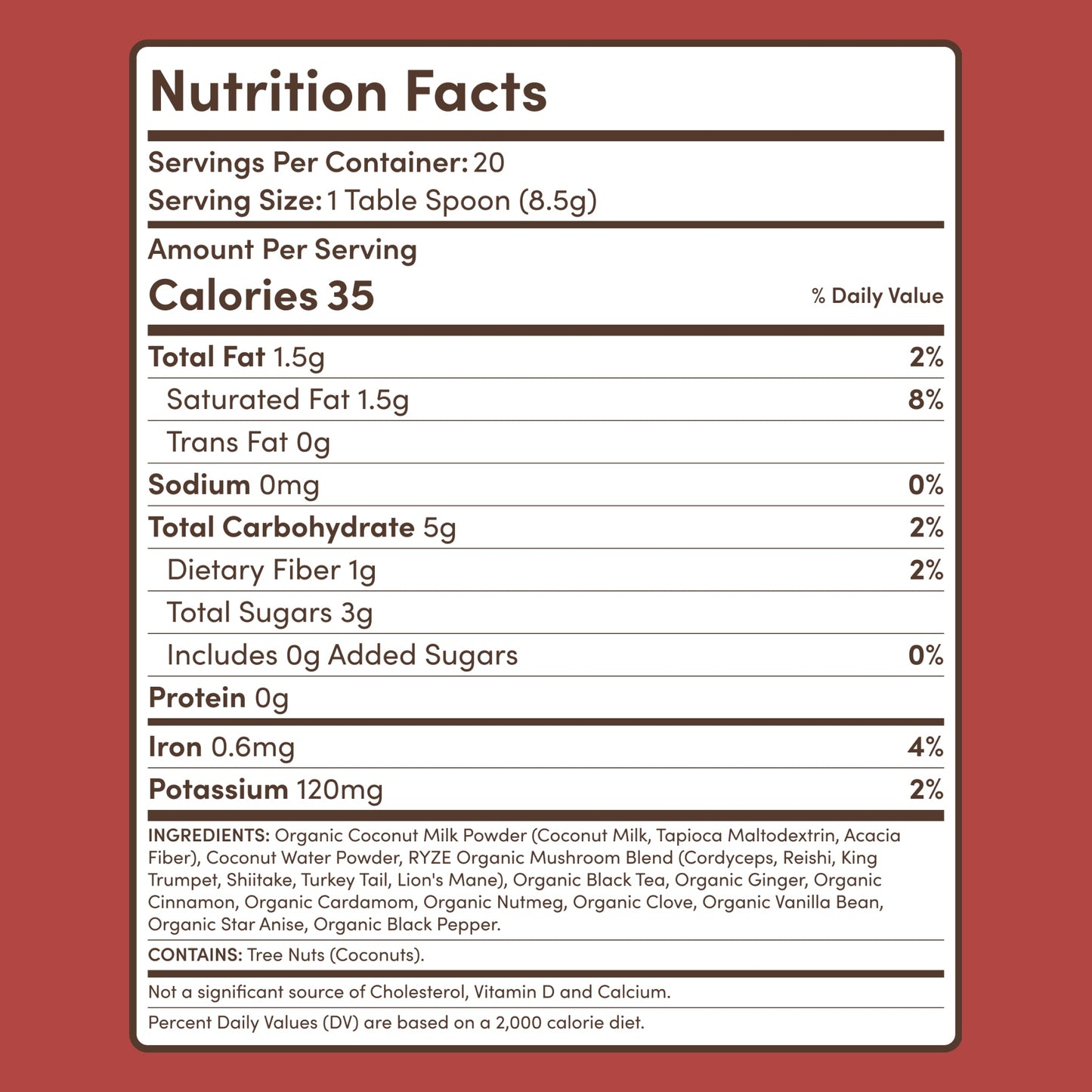 RYZE Smooth Mushroom Chai (20 Servings)