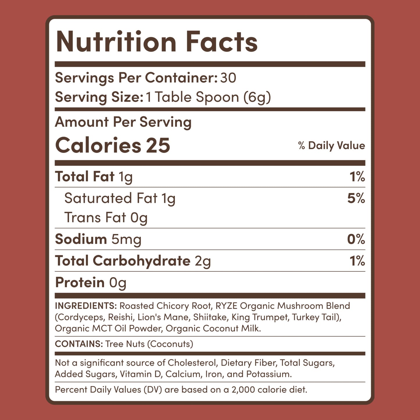 RYZE Smooth Mushroom Chicory (30 Servings)