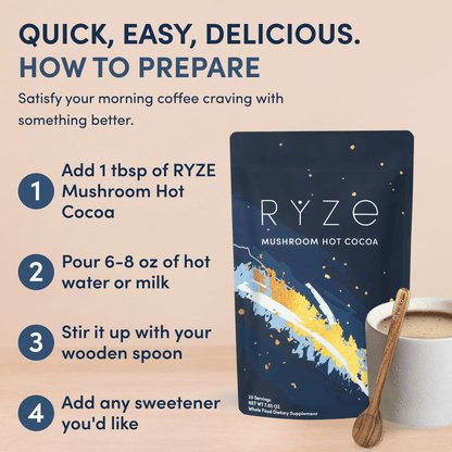 RYZE Smooth Mushroom Hot Cocoa (20 Servings)