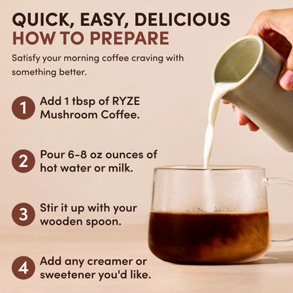 RYZE Smooth Dark Roast Mushroom Coffee (30 Servings)