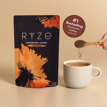 RYZE Smooth Dark Roast Mushroom Coffee (30 Servings)