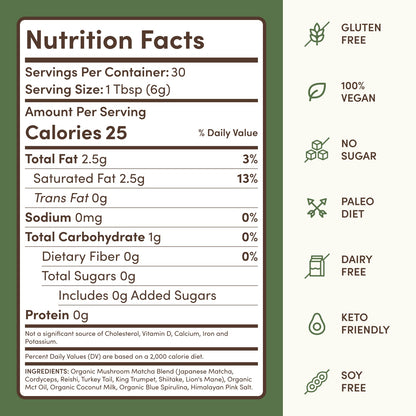 RYZE Smooth Mushroom Matcha (30 Servings)