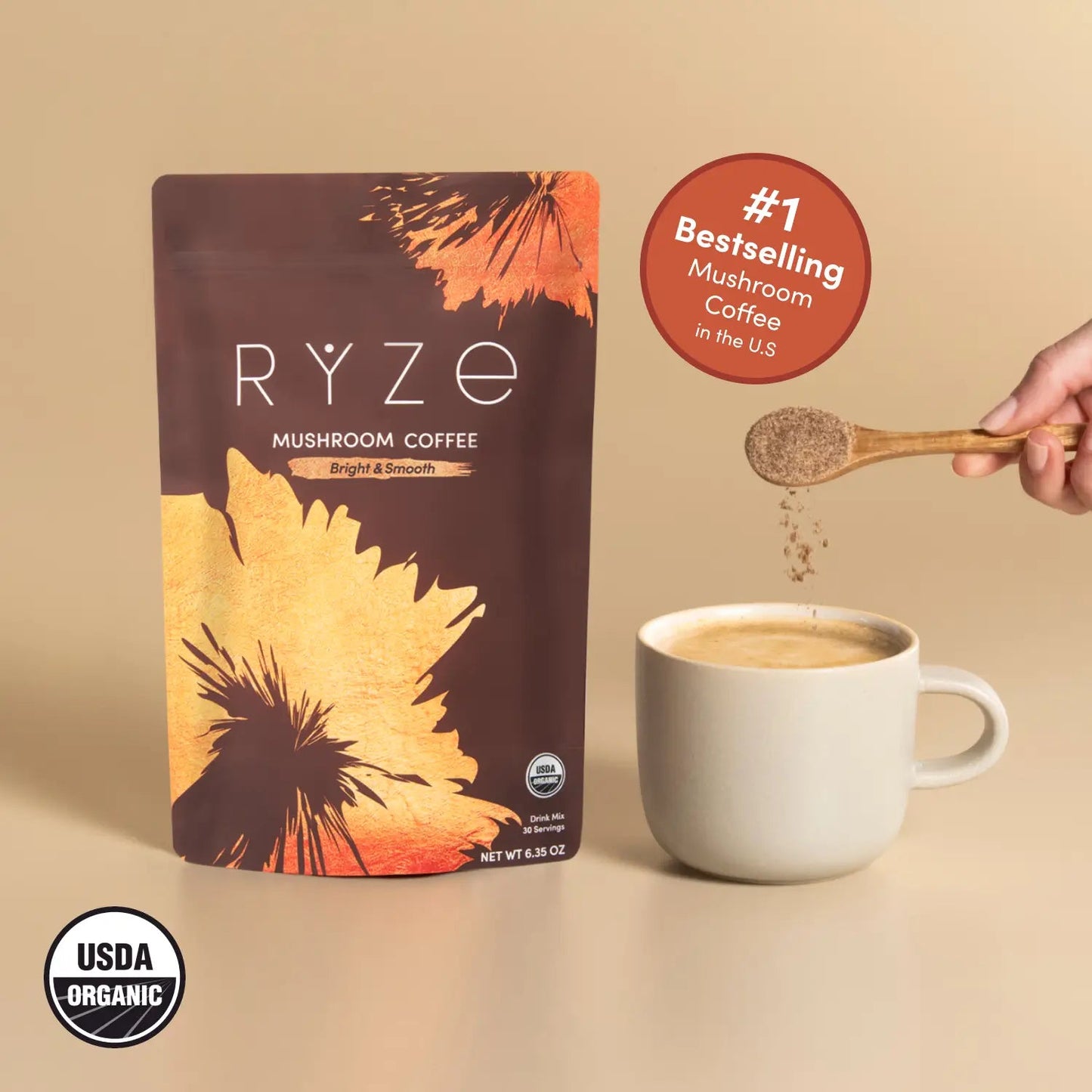 RYZE Smooth Mushroom Coffee (30 Servings)