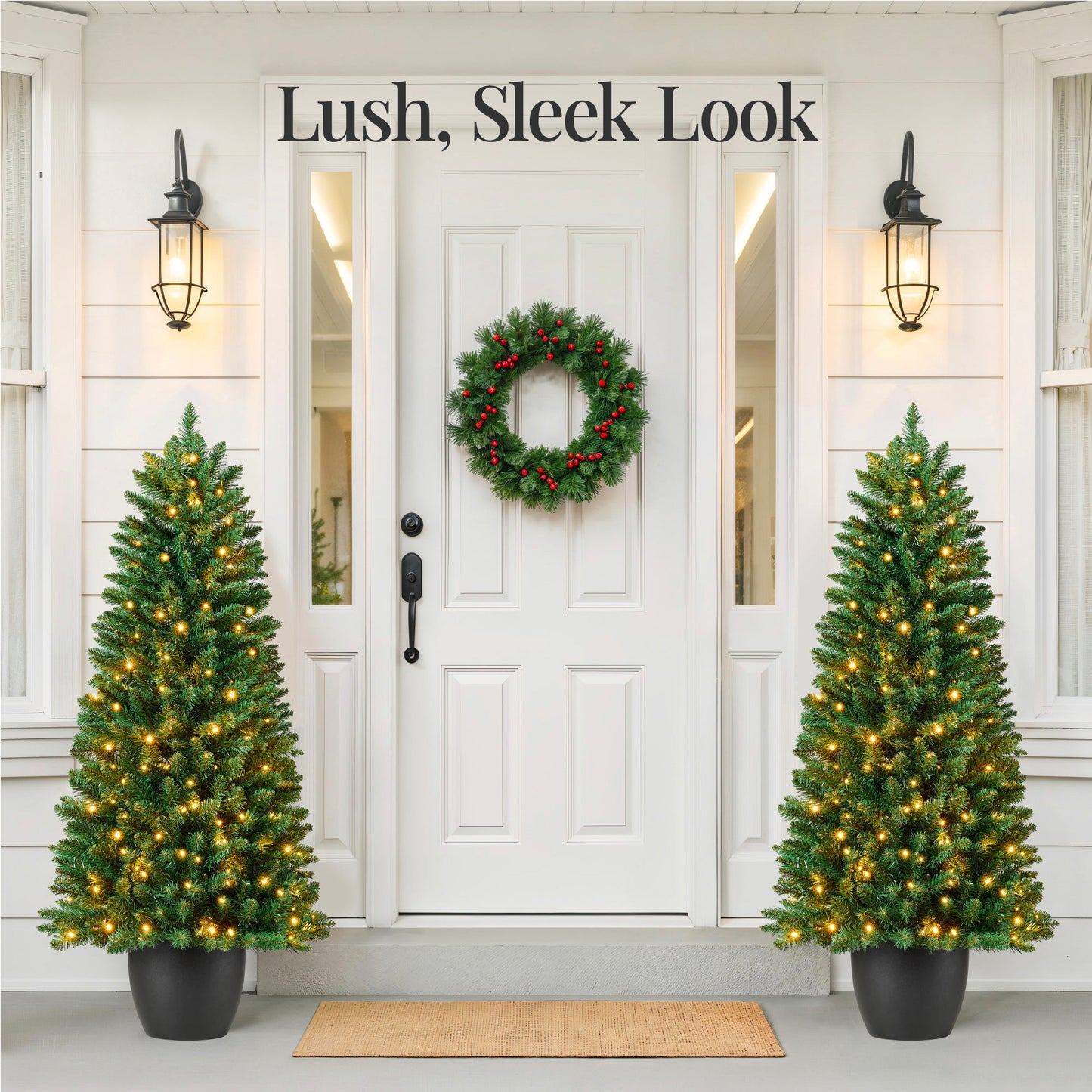 Pre-Lit Potted Christmas Tree w/ Twinkling White LEDs