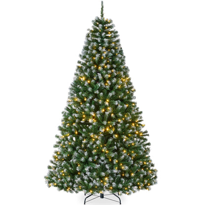 Pre-Lit Frosted Artificial Green Spruce Christmas Tree w/Easy Assembly