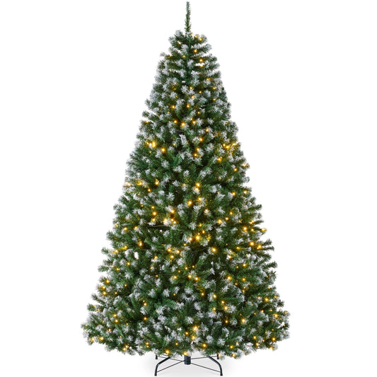 Pre-Lit Frosted Artificial Green Spruce Christmas Tree w/Easy Assembly
