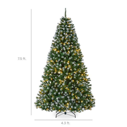 Pre-Lit Frosted Artificial Green Spruce Christmas Tree w/Easy Assembly
