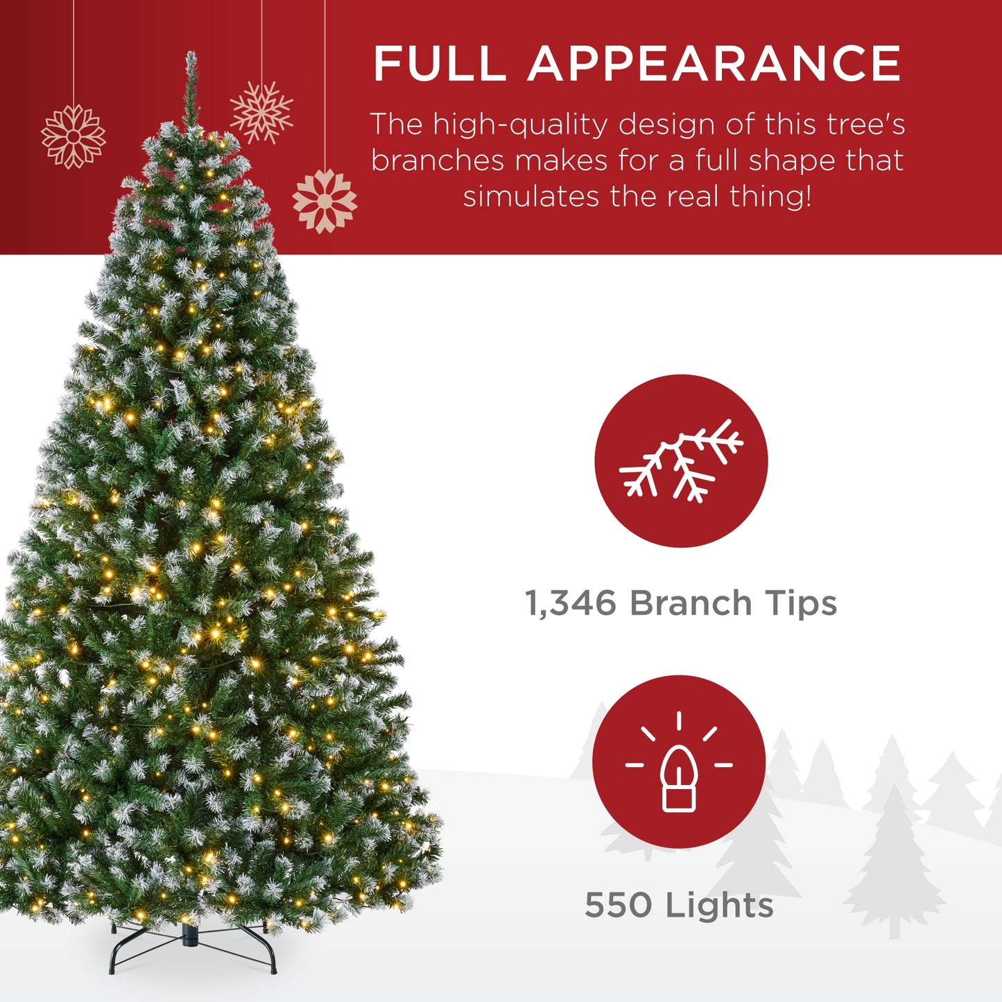 Pre-Lit Frosted Artificial Green Spruce Christmas Tree w/Easy Assembly