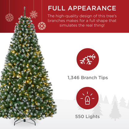 Pre-Lit Frosted Artificial Green Spruce Christmas Tree w/Easy Assembly