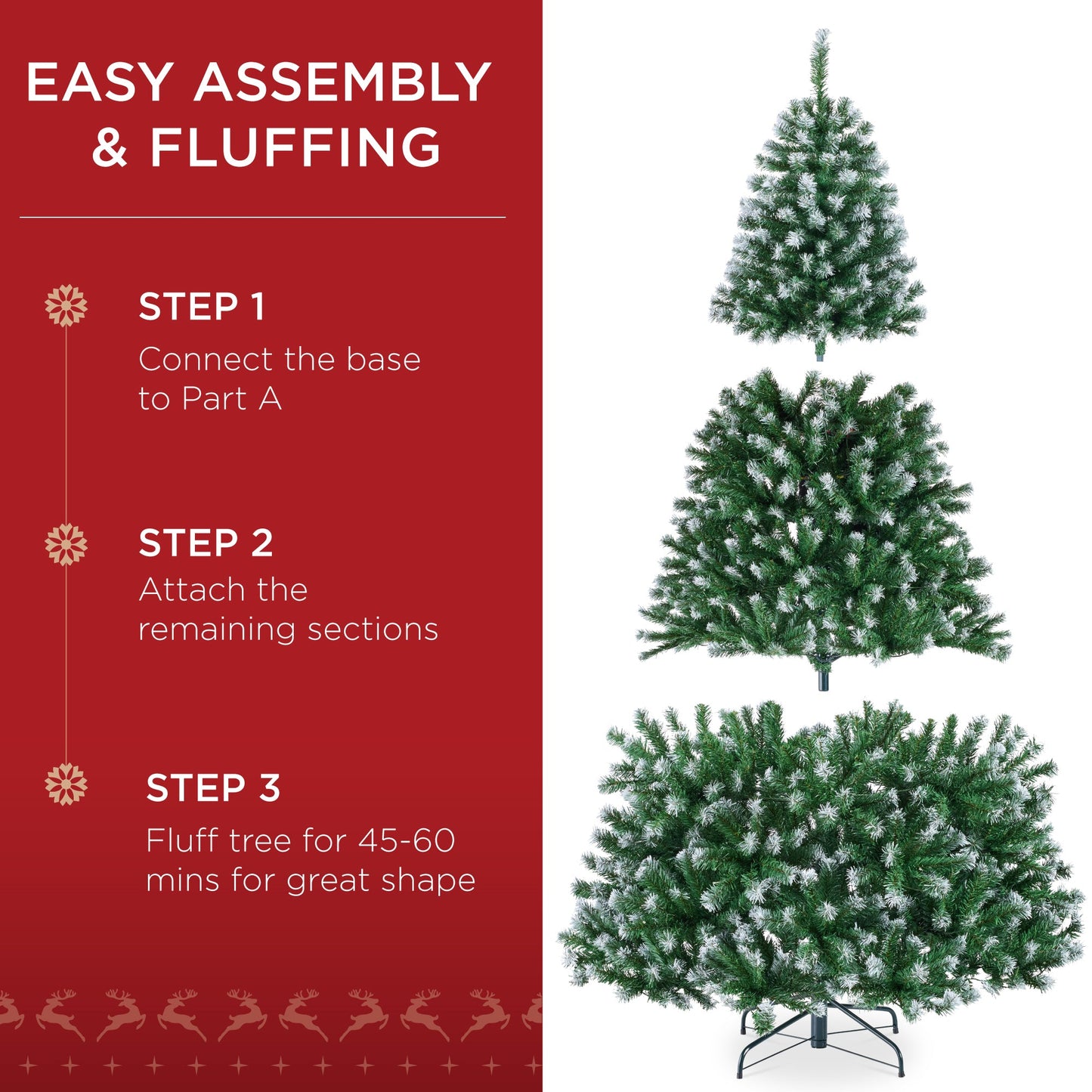 Pre-Lit Frosted Artificial Green Spruce Christmas Tree w/Easy Assembly