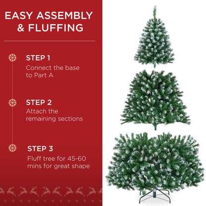 Pre-Lit Frosted Artificial Green Spruce Christmas Tree w/Easy Assembly