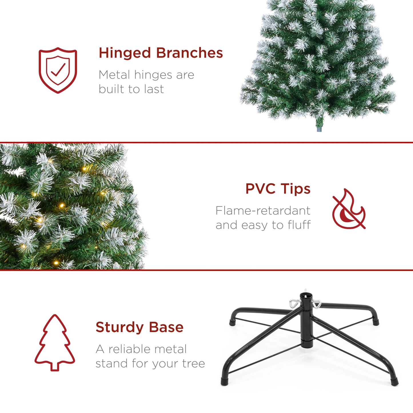 Pre-Lit Frosted Artificial Green Spruce Christmas Tree w/Easy Assembly