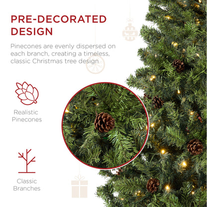 Pre-Lit Pre-Decorated Christmas Tree w/ Pinecones