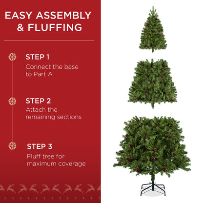 Pre-Lit Pre-Decorated Christmas Tree w/ Pinecones