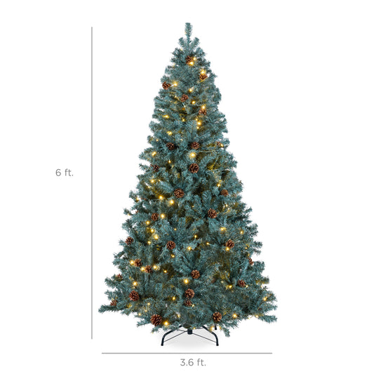 Pre-Lit Pre-Decorated Christmas Tree w/ Pinecones