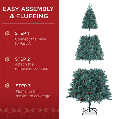 Pre-Lit Pre-Decorated Christmas Tree w/ Pinecones
