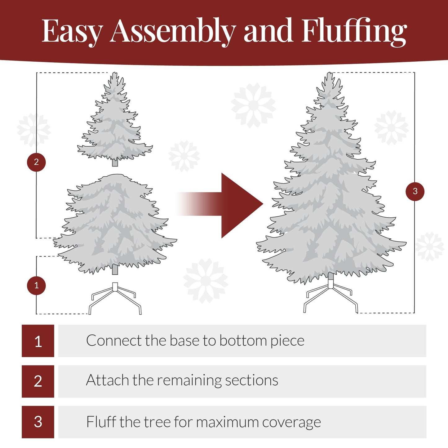 Pre-Lit Hinged Artificial White Pine Christmas Tree w/ Lights Metal Stand