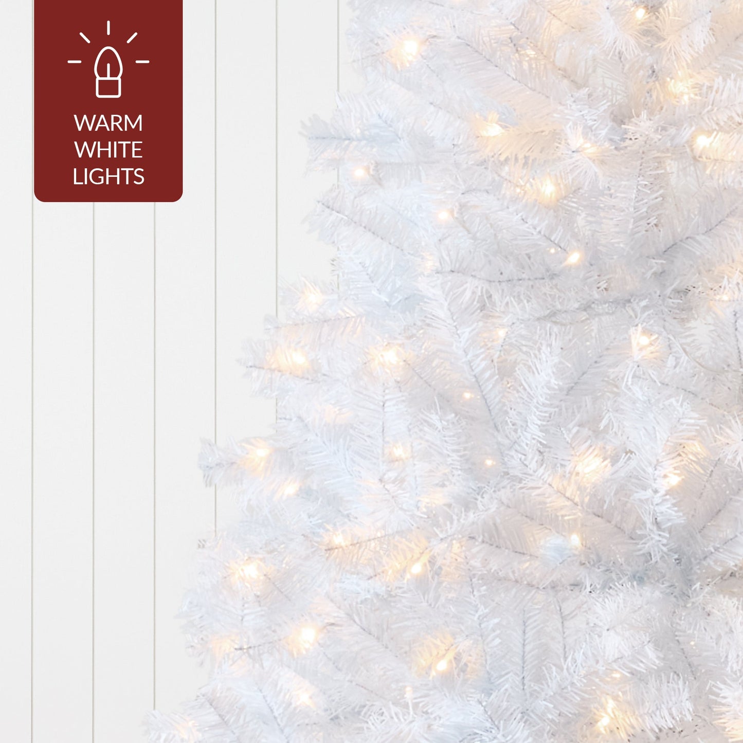 Pre-Lit Hinged Artificial White Pine Christmas Tree w/ Lights Metal Stand