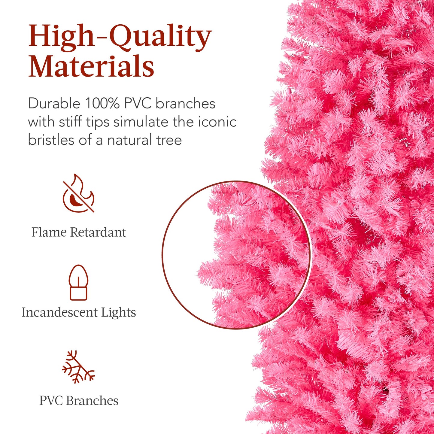 Pre-Lit Pink Artificial Pencil Holiday Tree w/ Warm White Lights Stand