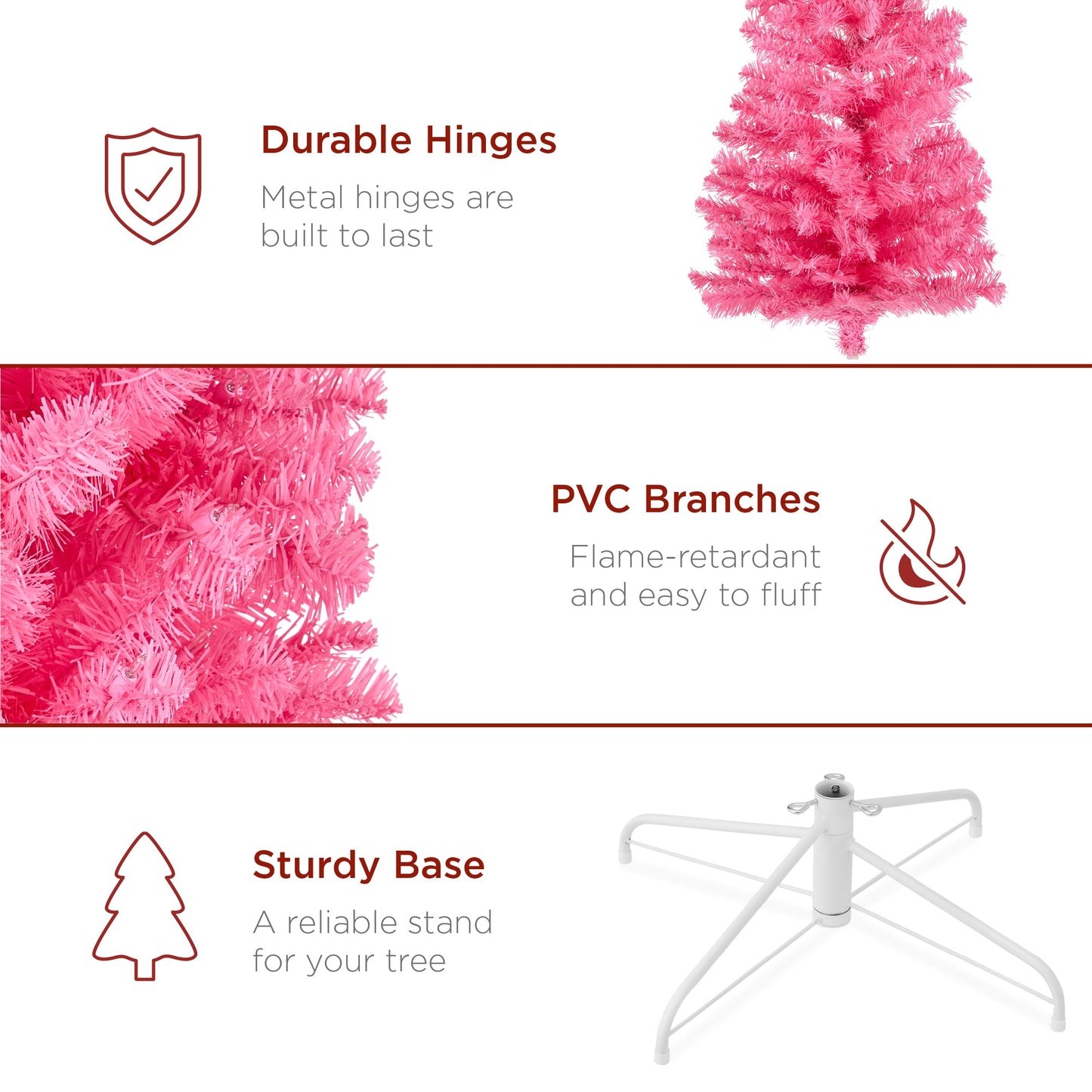 Pre-Lit Pink Artificial Pencil Holiday Tree w/ Warm White Lights Stand