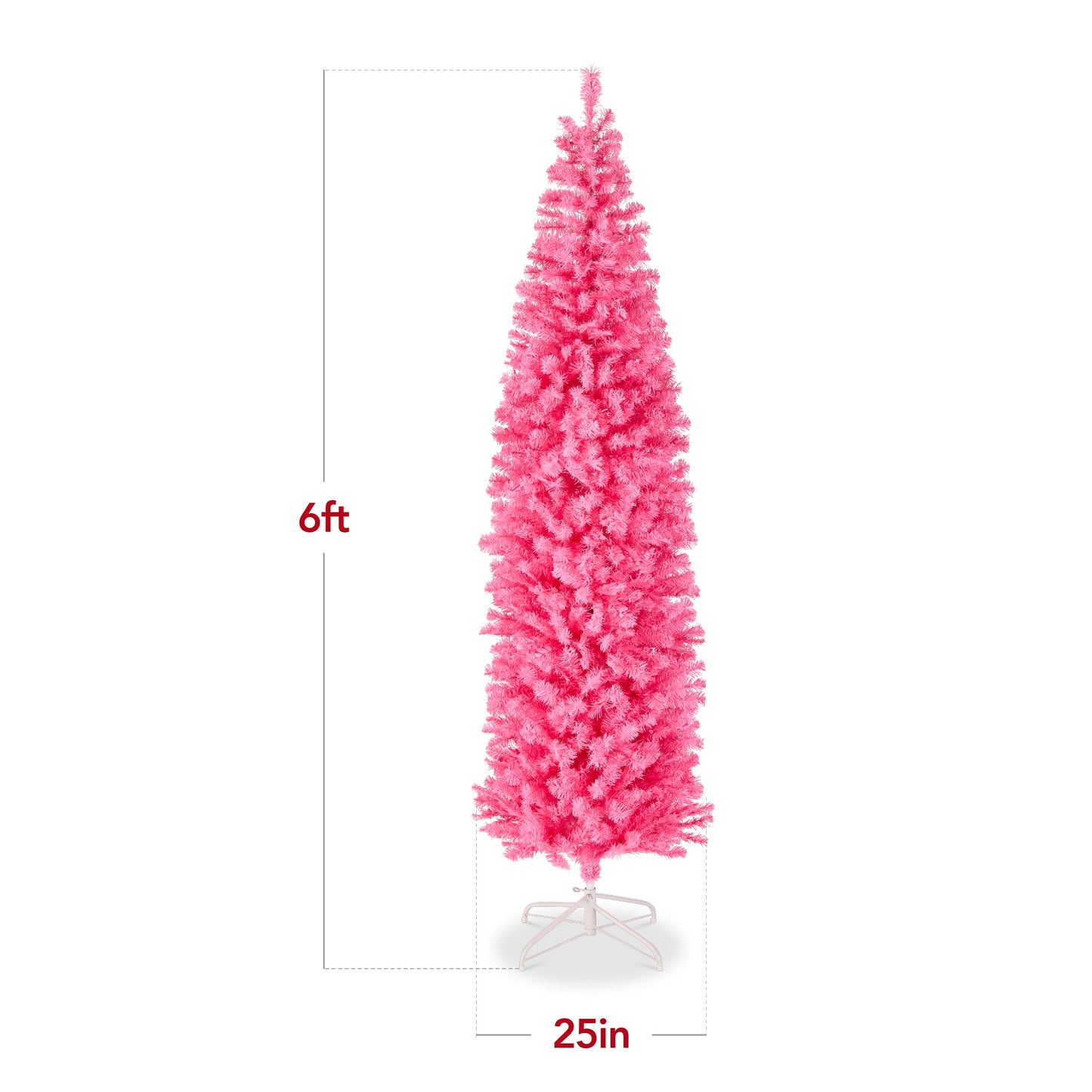 Pre-Lit Pink Artificial Pencil Holiday Tree w/ Warm White Lights Stand
