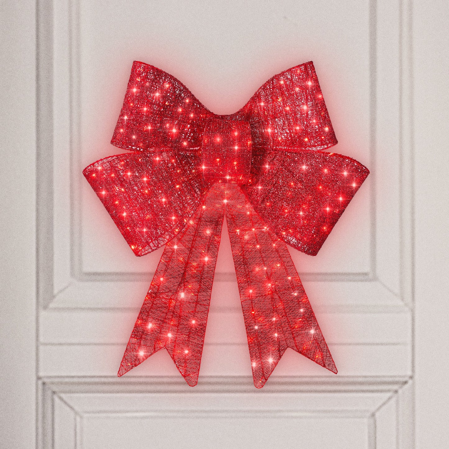 Pre-Lit Large Christmas Bow Decoration Holiday Decor w/ 8 Functions