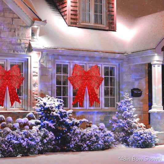 Pre-Lit Large Christmas Bow Decoration Holiday Decor w/ 8 Functions