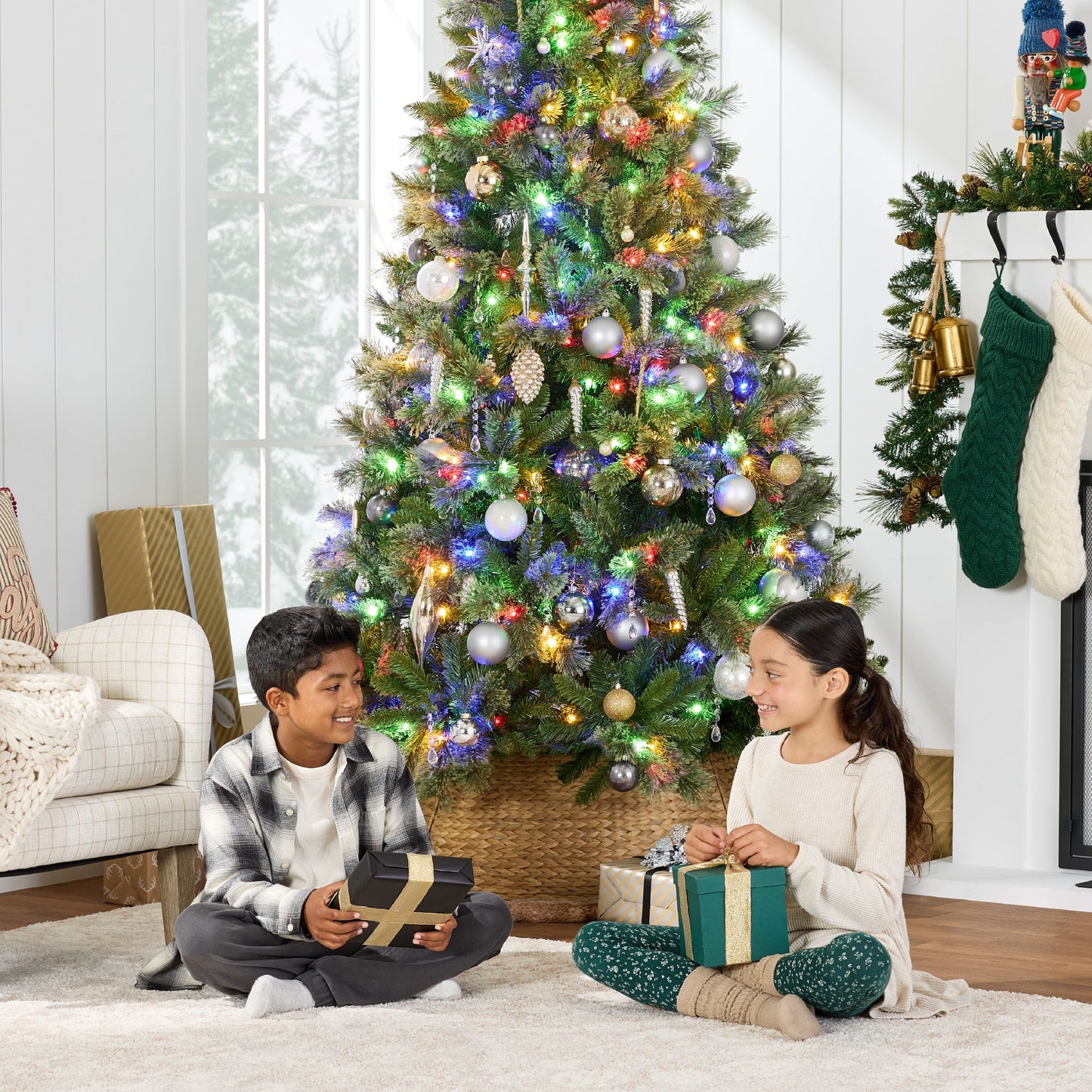Pre-Lit Premium Cashmere Christmas Tree w/ Cordless Connection LED Lights