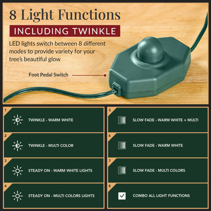 Pre-Lit Premium Artificial Nordic Fir Christmas Tree w/ 2-in-1 Twinkle LEDs